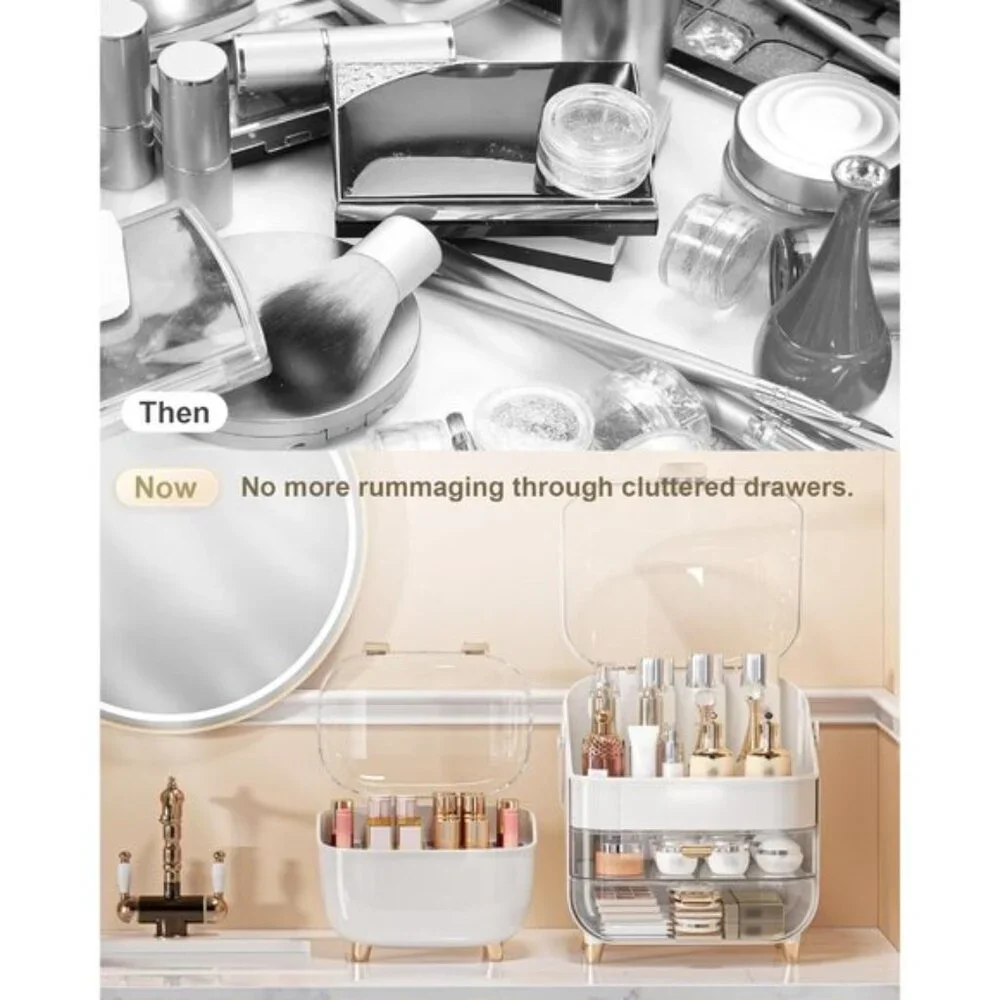 Rose Gold Makeup Organizer, Skincare & Cosmetic Storage for Vanity & Countertop